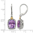 925 Silver 14K Gold Accent Amethyst Dangle Earrings - Birthstone Company