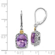 925 Silver 14K Gold Accent Amethyst Dangle Earrings
