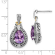 Sterling Silver & 14K Gold Amethyst Diamond Drop Earrings