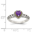 Shey Couture Sterling Silver with 14K Accent Antiqued Amethyst Heart Ring - Birthstone Company