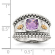 Shey Couture Sterling Silver with 14K Accent Antiqued Checkerboard-cut Cushion Bezel Amethyst Ring - Birthstone Company