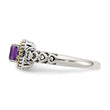 Shey Couture Sterling Silver with 14K Accent Antiqued Cushion Amethyst Ring - Birthstone Company