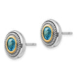 Sterling Silver 14K Gold Blue Topaz Antiqued Earrings