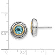 Sterling Silver 14K Gold Blue Topaz Antiqued Earrings