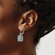 Sterling Silver 14K Gold Leverback Earrings with Antiqued Diamond and Blue Topaz - Birthstone Company