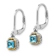 Sterling Silver 14K Gold Blue Topaz Dangle Earrings