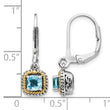 Sterling Silver 14K Gold Blue Topaz Dangle Earrings - Birthstone Company