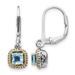 Sterling Silver 14K Gold Blue Topaz Dangle Earrings - Birthstone Company