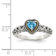 Shey Couture Sterling Silver with 14K Accent Antiqued Blue Topaz Heart Ring