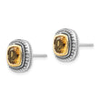 Sterling Silver and 14K Gold Citrine Cushion Earrings