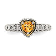 Shey Couture Sterling Silver with 14K Accent Antiqued Heart Citrine Ring - Birthstone Company