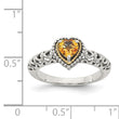 Shey Couture Sterling Silver with 14K Accent Antiqued Heart Citrine Ring - Birthstone Company