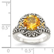 Shey Couture Sterling Silver with 14K Accent Antiqued Round Citrine Ring - Birthstone Company
