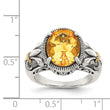 Shey Couture Sterling Silver with 14K Accent Antiqued Oval Citrine Ring - Birthstone Company