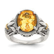 Shey Couture Sterling Silver with 14K Accent Antiqued Oval Citrine Ring - Birthstone Company