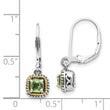 Sterling Silver and 14K Gold Antiqued Peridot Leverback Earrings