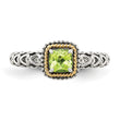 Shey Couture Sterling Silver with 14K Accent Antiqued Cushion Peridot Ring - Birthstone Company