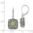 Sterling Silver and 14K Gold Peridot Diamond Leverback Earrings