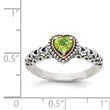 Shey Couture Sterling Silver with 14K Accent Antiqued Heart Peridot Ring - Birthstone Company