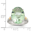 Shey Couture Sterling Silver Rhodium-Plated with 14K Accent Oval Green Quartz Ring