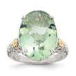 Shey Couture Sterling Silver Rhodium-Plated with 14K Accent Oval Green Quartz Ring