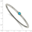 : Sterling Silver & 14K Gold Blue Topaz Bangle Elegant Vintage Style - Birthstone Company