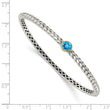 : Sterling Silver & 14K Gold Blue Topaz Bangle Elegant Vintage Style