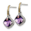 Sterling Silver & 14K Gold Amethyst Dangle Earrings