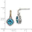Sterling Silver 14K Gold Swiss Blue Topaz Dangle Earrings