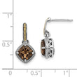 14K Cushion Smoky Quartz Dangle Earrings in Sterling Silver, 6mm