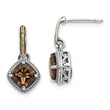 14K Cushion Smoky Quartz Dangle Earrings in Sterling Silver, 6mm