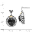 Black Onyx Stud Dangle Earrings in Sterling Silver, 16mm