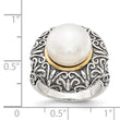 Sterling Silver w/14k 12mm FW Cultured Pearl Ring, Size 7 - Birthstone Company
