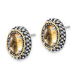 Sterling Silver 14K Gold Citrine Oval Earrings