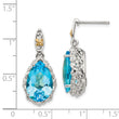 Sterling Silver 14K Gold Blue Topaz Dangle Earrings