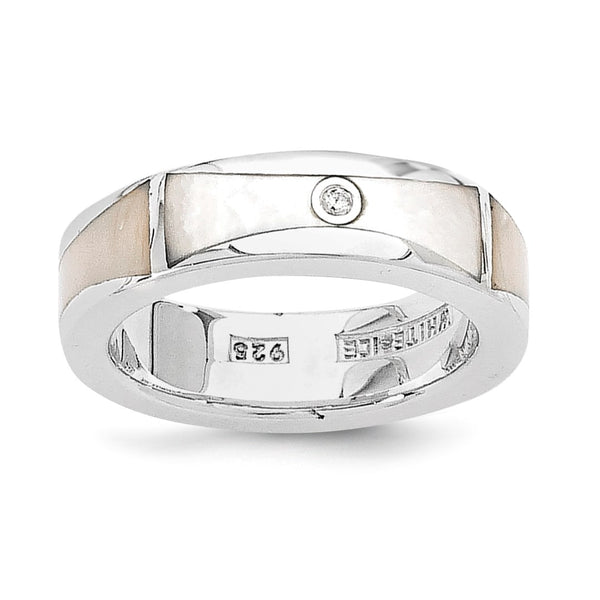 SS White Ice .01ct Diamond and MOP Ring - Birthstone Company