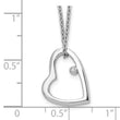 Sterling Silver Diamond Heart Necklace with Polished Rhodium Finish