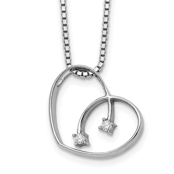 White Ice Sterling Silver Heart Necklace with Diamonds and Rhodium Finish