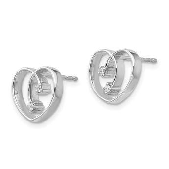Sterling Silver Diamond Heart Earrings Gift Ready