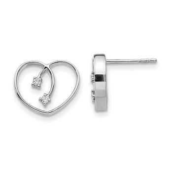 Sterling Silver Diamond Heart Earrings Gift Ready