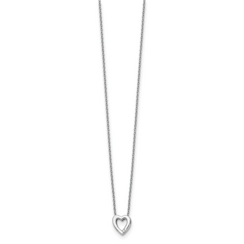 Sterling Silver Diamond Heart Necklace with Extender