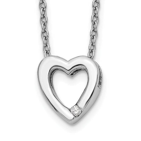 Sterling Silver Diamond Heart Necklace with Extender