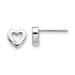 White Ice Sterling Silver Diamond Heart Earrings with Rhodium Polish