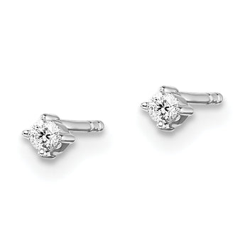 925 Sterling Silver Diamond Stud Earrings with Rhodium Polish