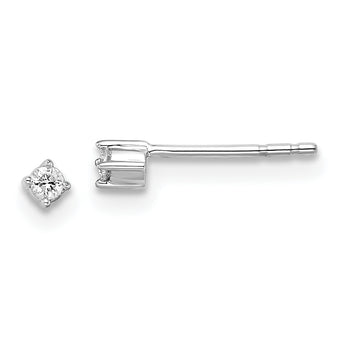 925 Sterling Silver Diamond Stud Earrings with Rhodium Polish