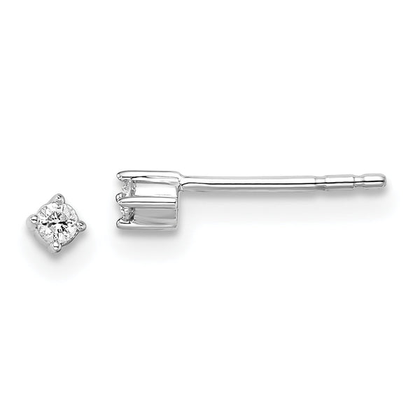 925 Sterling Silver Diamond Stud Earrings with Rhodium Polish