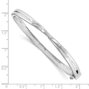 Sterling Silver Diamond X Bangle with Rhodium Polish