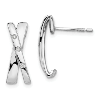White Ice Sterling Silver Diamond X Post Earrings with Rhodium Finish