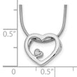 Sterling Silver Diamond Open Heart Necklace with Rhodium Polish and Extender