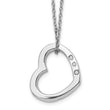 White Ice 925 Sterling Silver Diamond Heart Necklace with Extender